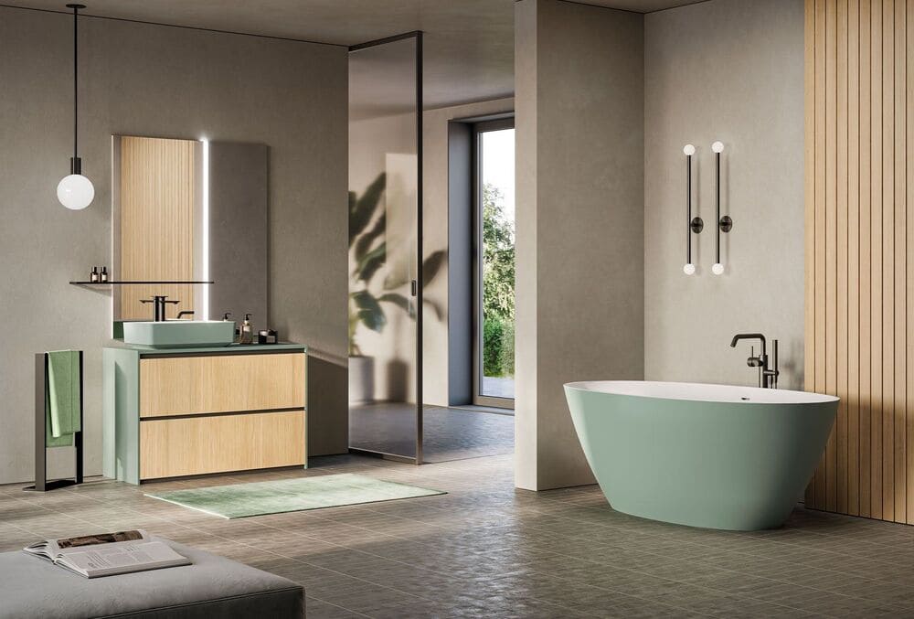 Salles de bains modernes colorées: idées et solutions Novellini