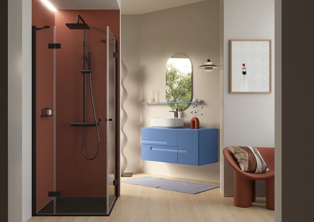 esempio-bagno-colorato-contemporaneo Exemple de salle de bains colorée et contemporaine